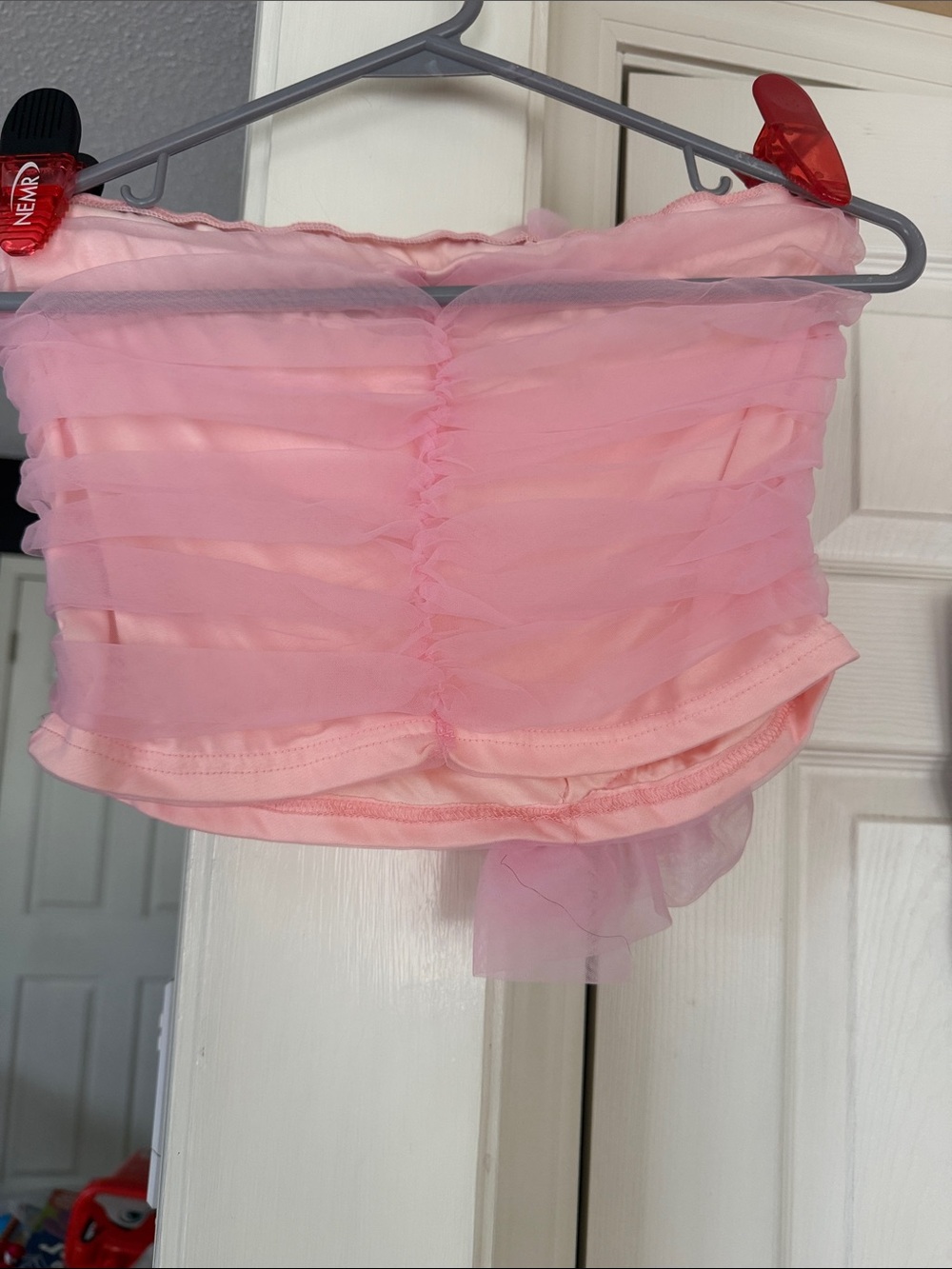 SHEIN Pink Ruffled Strapless Crop Top - Picture 2 of 3